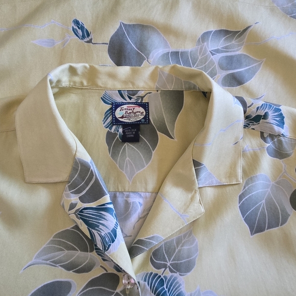 TOMMY BAHAMA Women's Yellow Floral Silk Button Up Vintage Shirt Size Large - Picture 8 of 10